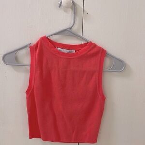 Zara Pink Knit Crop Tank Size Sm